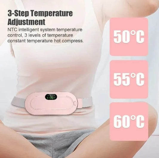 Cramp Relief Belt | Portable Cordless Heating Pad, Electric Waist Belt Device, Fast Heating Pad with 3 Heat Levels and 3 Massage Modes, Back or Belly Heating Pad for Women, Menstrual Heating Pad, Heating Had for Period Cramps