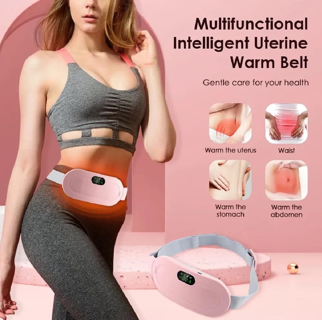 Cramp Relief Belt | Portable Cordless Heating Pad, Electric Waist Belt Device, Fast Heating Pad with 3 Heat Levels and 3 Massage Modes, Back or Belly Heating Pad for Women, Menstrual Heating Pad, Heating Had for Period Cramps