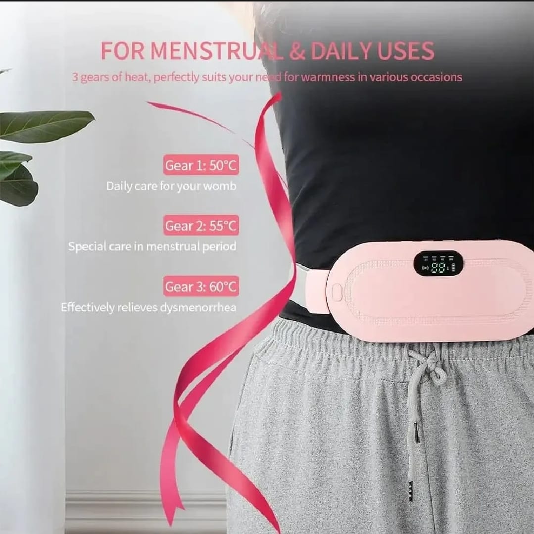 Cramp Relief Belt | Portable Cordless Heating Pad, Electric Waist Belt Device, Fast Heating Pad with 3 Heat Levels and 3 Massage Modes, Back or Belly Heating Pad for Women, Menstrual Heating Pad, Heating Had for Period Cramps