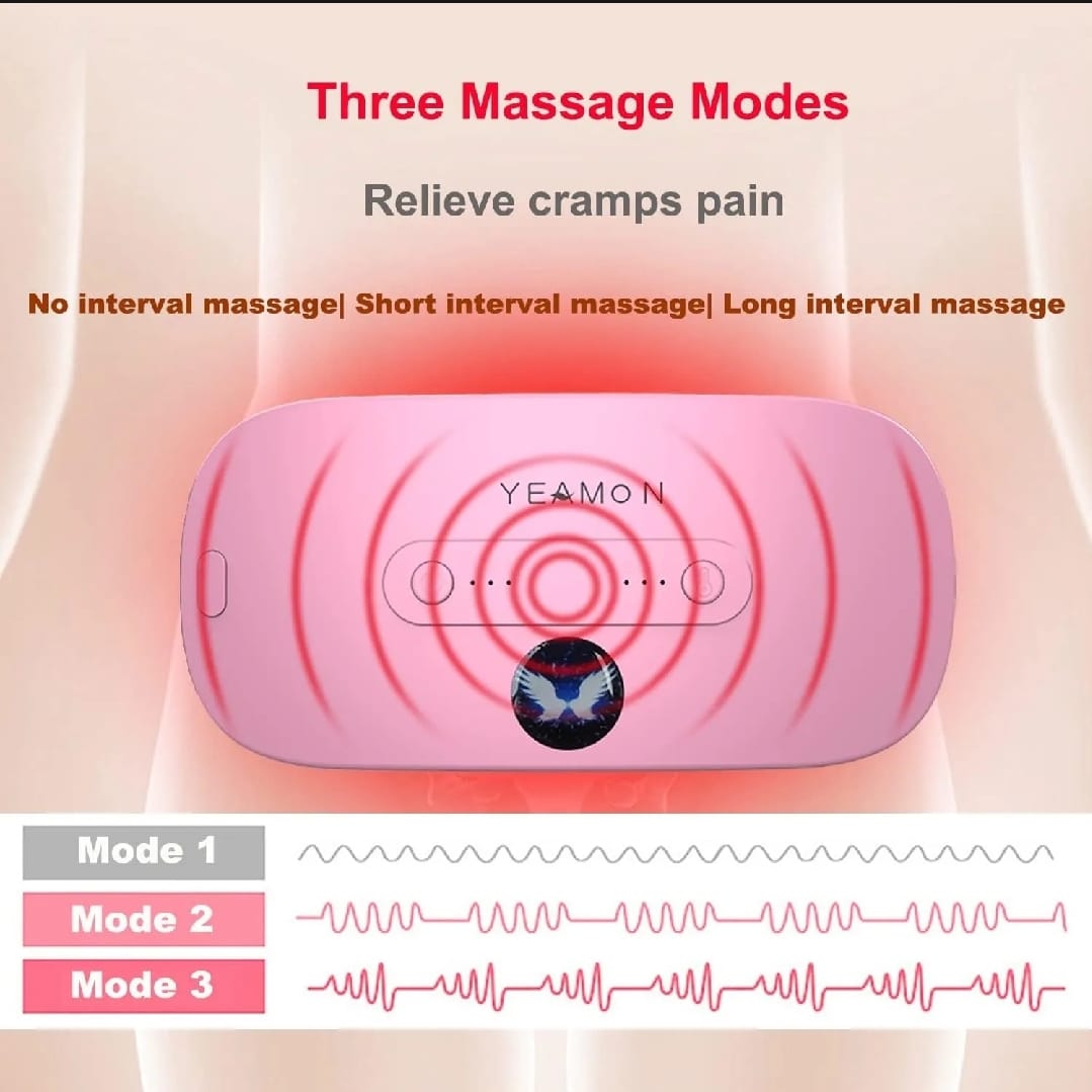 Cramp Relief Belt | Portable Cordless Heating Pad, Electric Waist Belt Device, Fast Heating Pad with 3 Heat Levels and 3 Massage Modes, Back or Belly Heating Pad for Women, Menstrual Heating Pad, Heating Had for Period Cramps
